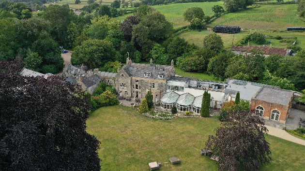 Aerial shot of the rear of Charlton House